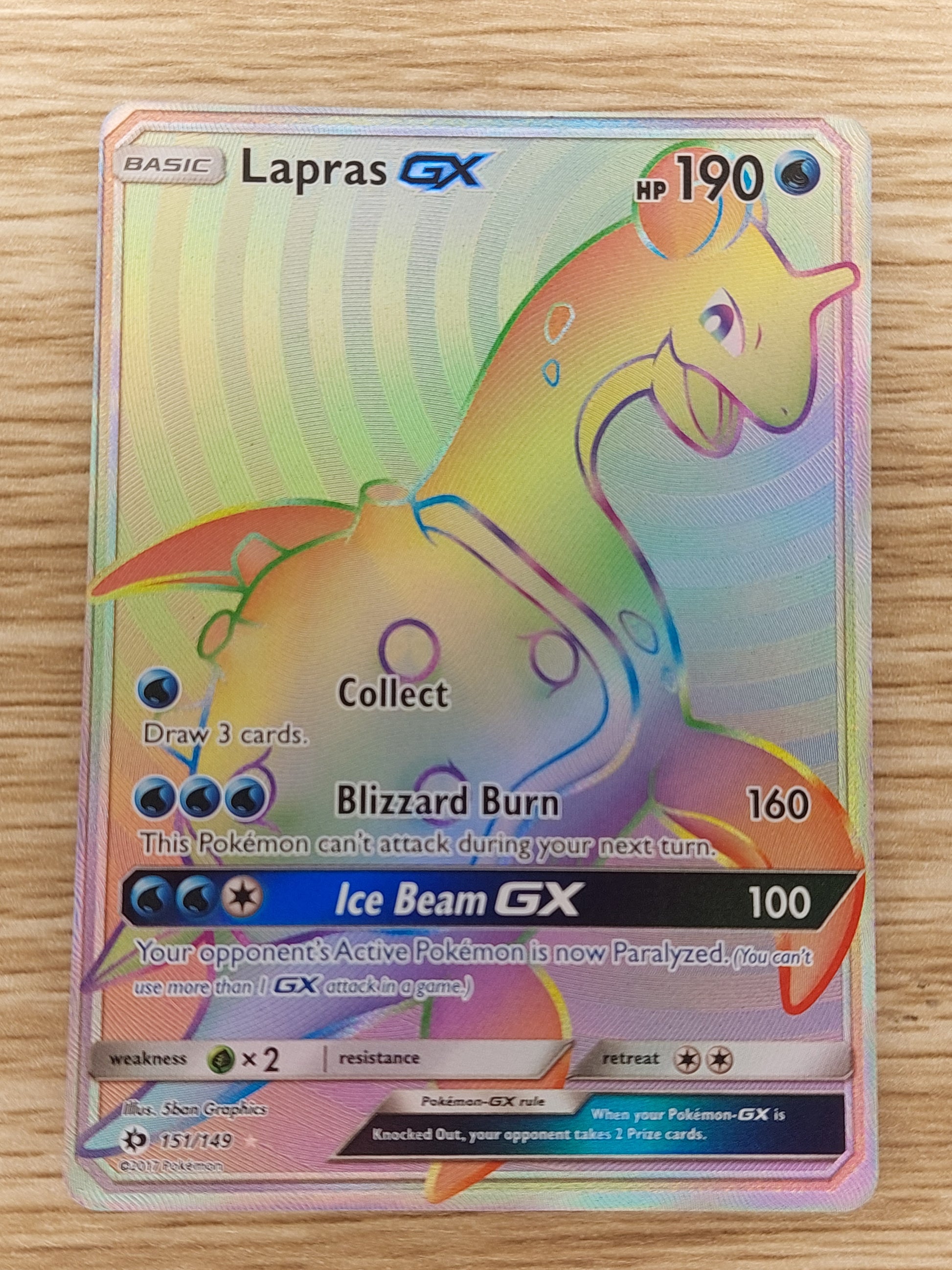 Pokemon TCG Sun & Moon Base Set Lapras GX Rainbow Secret Rare 151/149 Boomerang Collectables Pokemon TCG Sun & Moon Base Set Lapras GX Rainbow Secret Rare 151/149 Boomerang Collectables