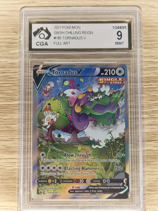 2021 Pokemon SWSH Chilling Reign 185/198 Tornadus V Full Art CGA 9