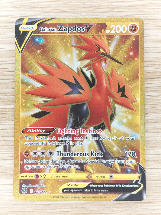 2022 Pokemon SWSH Galarian Zapdos V 182/172 SECRET Brilliant Stars