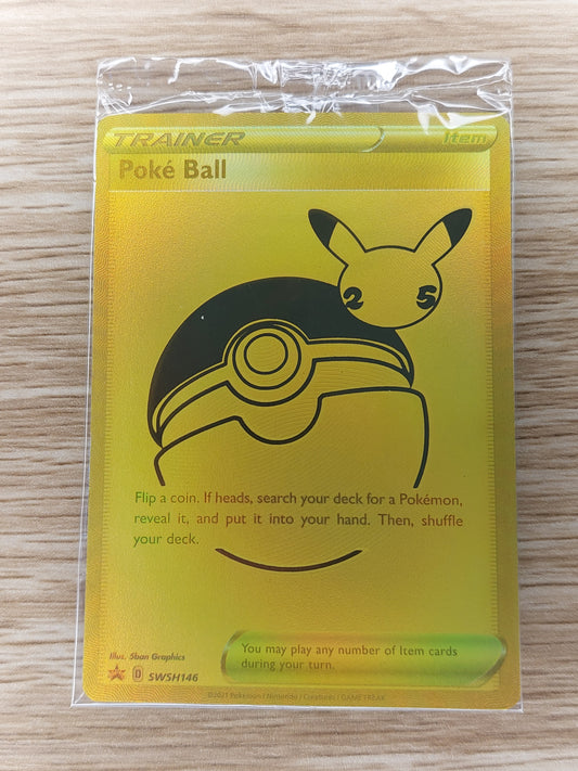 Pokemon Celebrations SWSH146 Gold Trainer Poke Ball Sealed