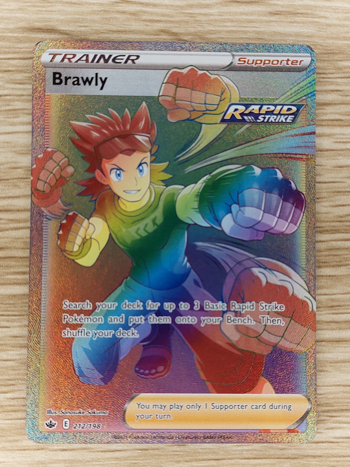 Pokemon TCG Brawly 212/198 Rainbow Secret Rare Chilling Reign