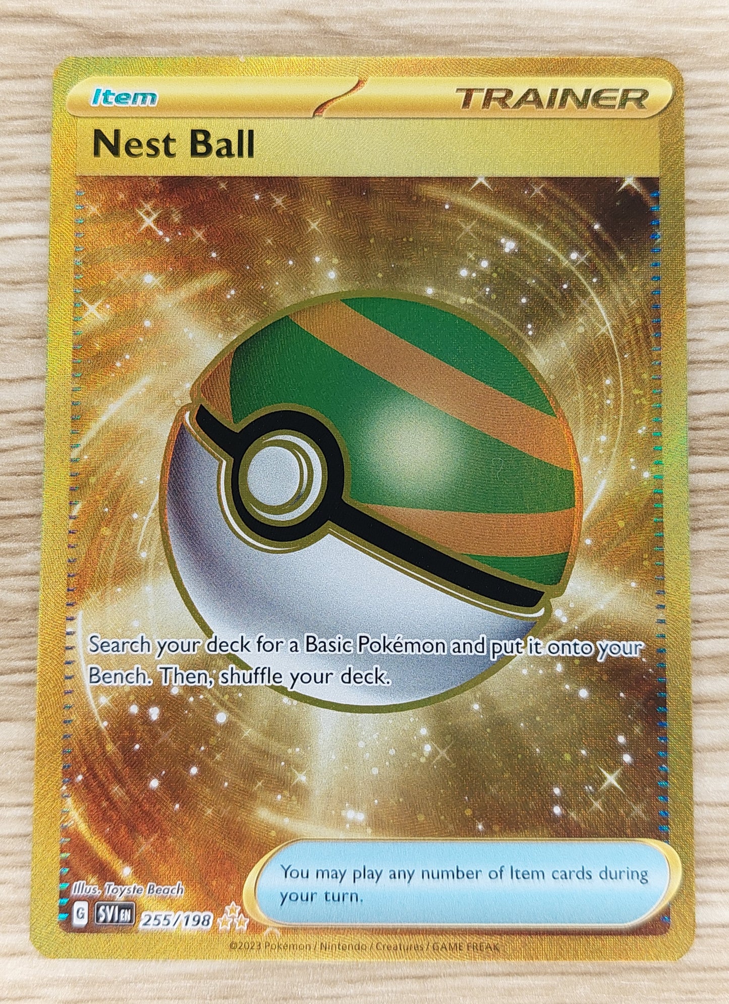 Nest Ball 255/198 Scarlet Violet Gold Ultra Rare Full Art Pokemon