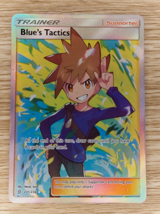 BLUE'S TACTICS - 231/236 FULL ART Pokemon TRAINER Card SM11 UNIFIED MINDS