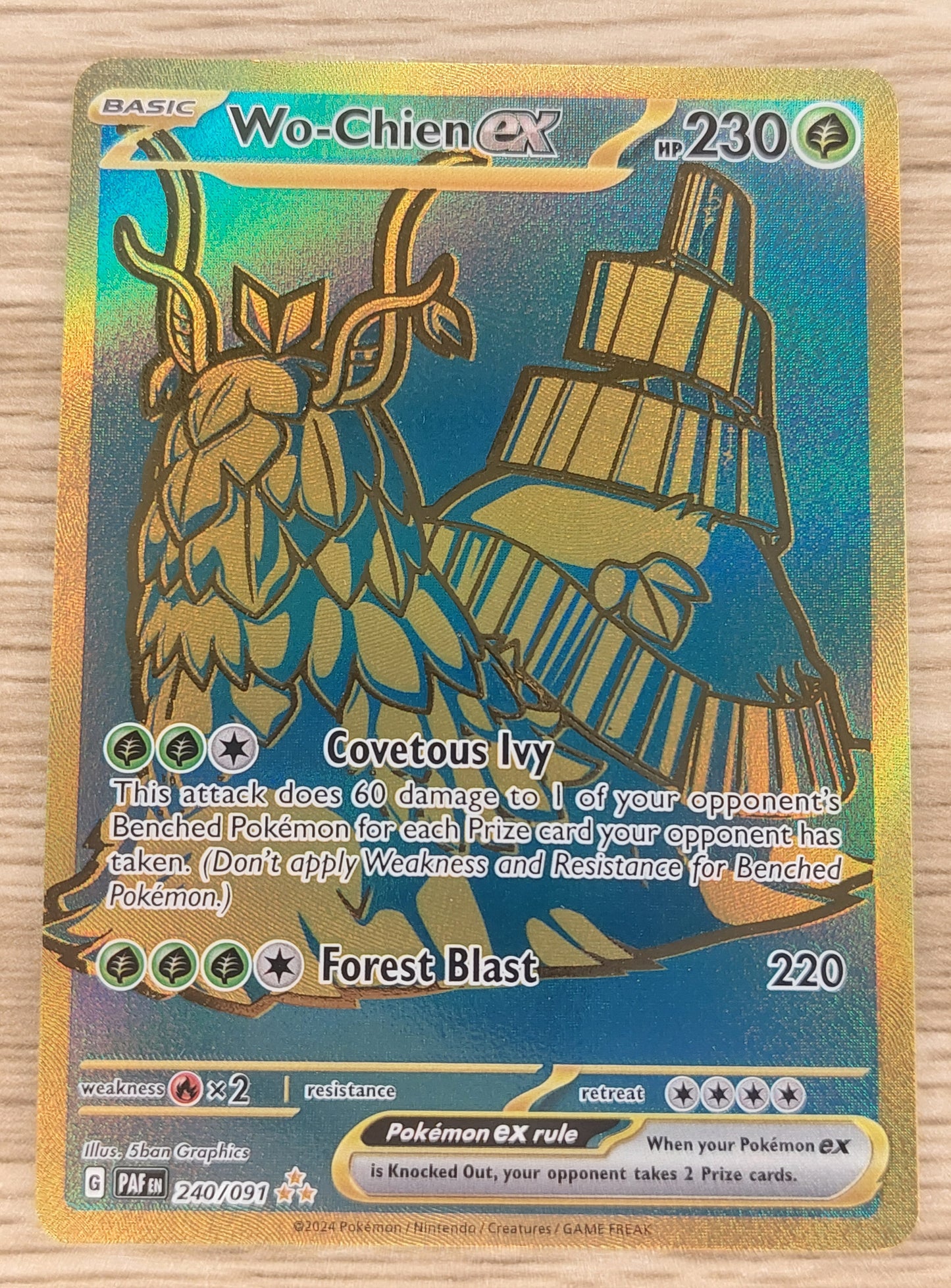 Pokémon TCG Paldean Fates Wo-Chien Ex Gold Secret Rare 240/091