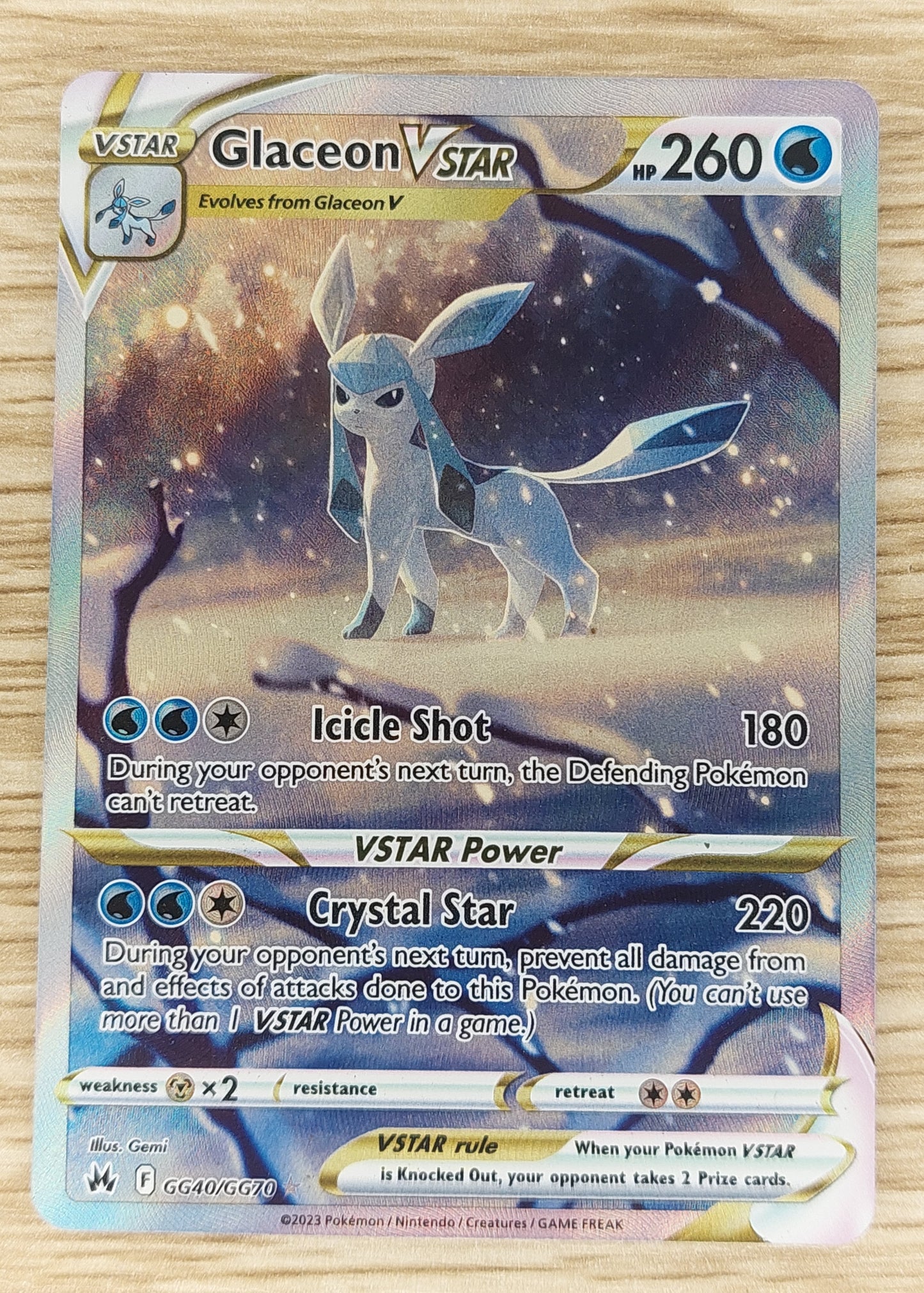 Pokemon Crown Zenith GG40/GG70 Glaceon Vstar Full Art Galarian Gallery DMG