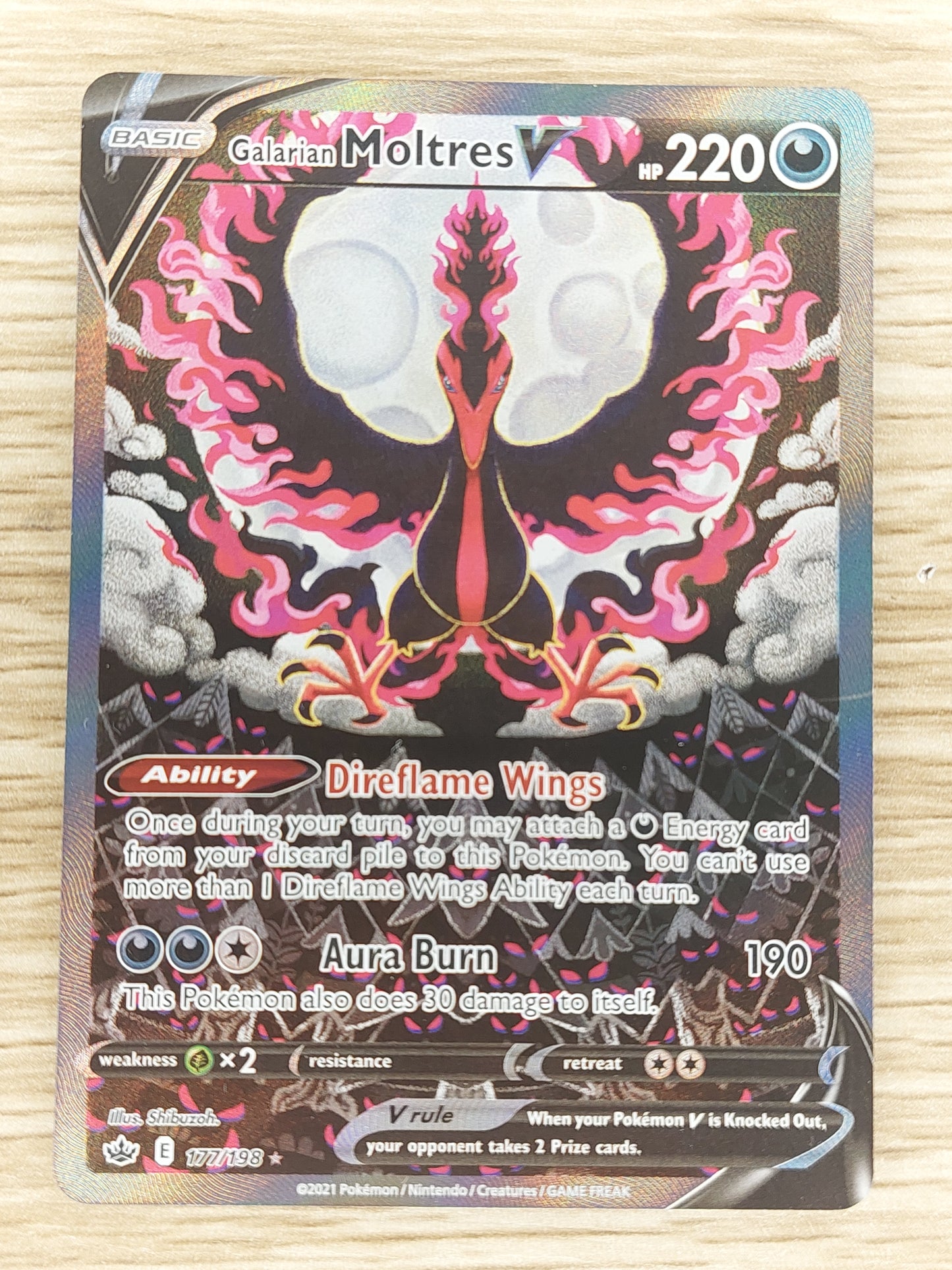 Pokémon TCG Galarian Moltres V Sword & Shield - Chilling Reign 177/198 Holo LP