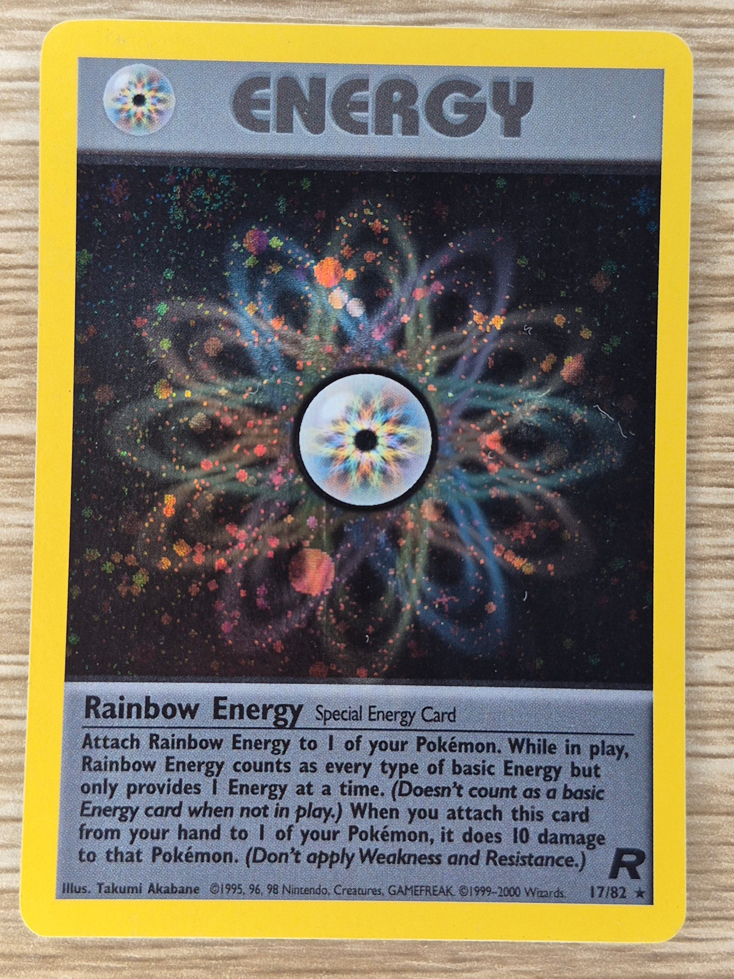 Rainbow Energy 17/82 Team Rocket Holo Rare - Vintage Pokemon Card LP