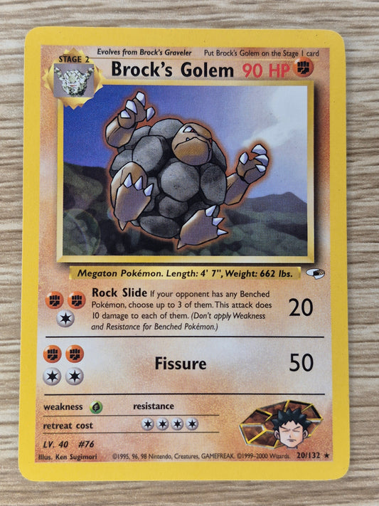 Brock's Golem 20/132 - Gym Heroes - Rare Pokemon Card LP