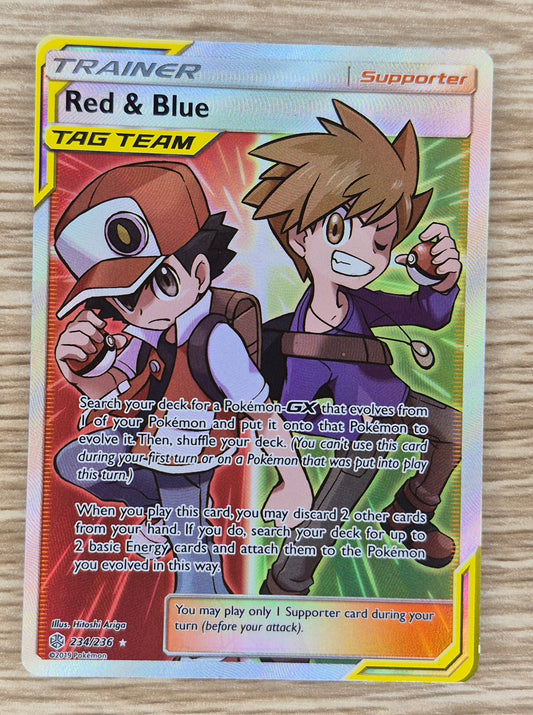 2019 Pokémon Cosmic Eclipse 234/236 Trainer Red & Blue Full Art LP