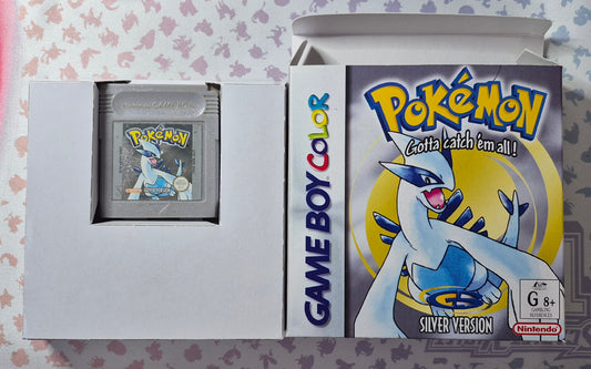 Pokémon Gameboy Silver Version (AUS)New Save Battery- Inc.Reproduction Box & Manual