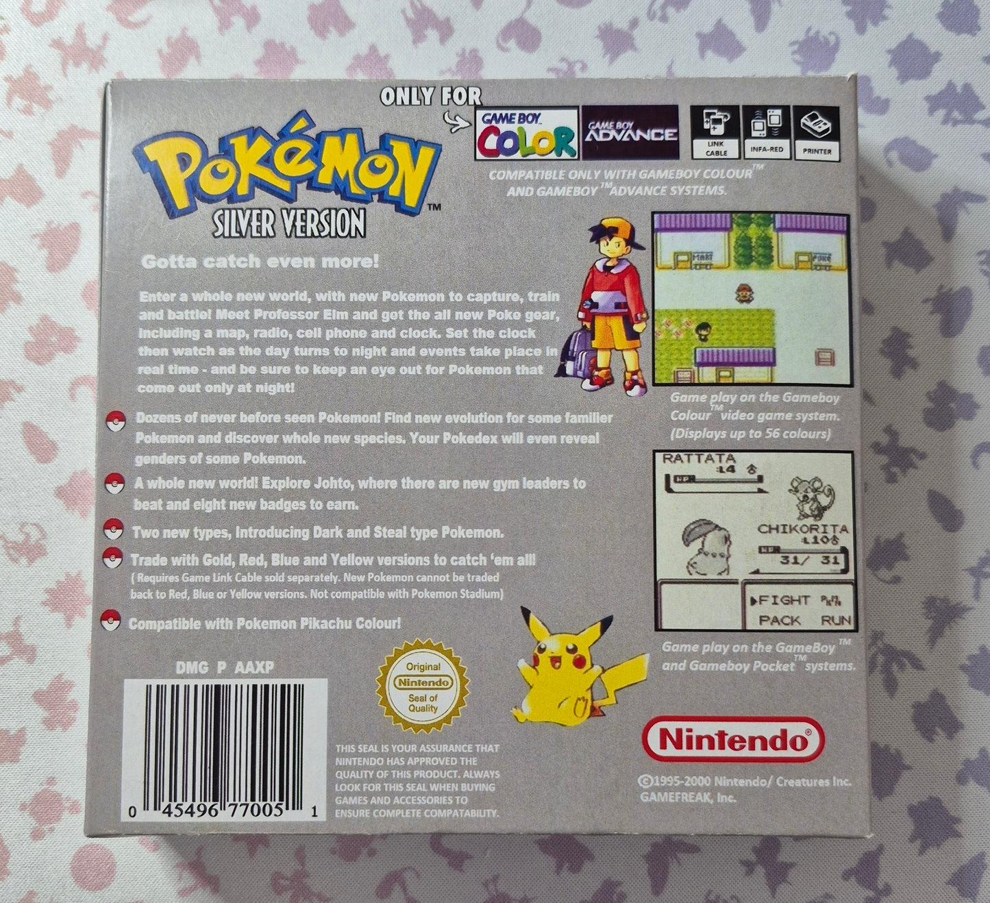 Pokémon Gameboy Silver Version (AUS)New Save Battery- Inc.Reproduction Box & Manual