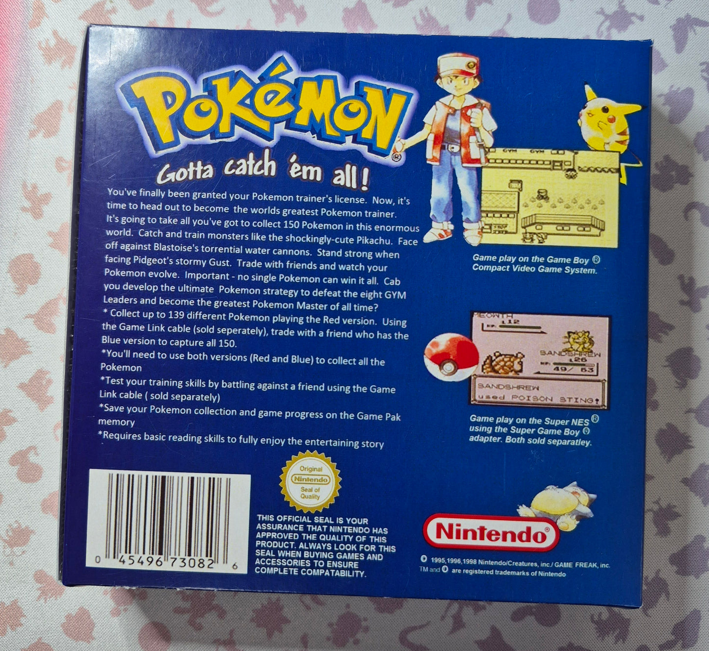 Pokémon Gameboy Blue Version (AUS)New Save Battery- Inc.Reproduction Box & Manual