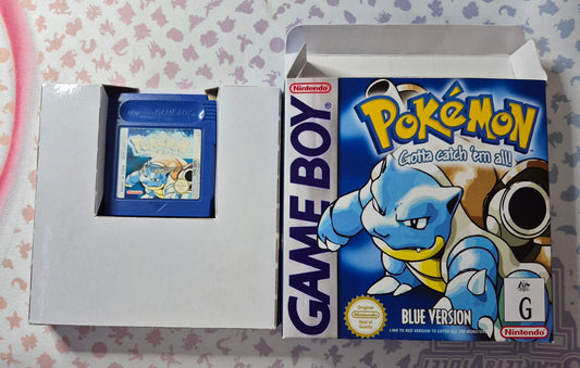 Pokémon Gameboy Blue Version (AUS)New Save Battery- Inc.Reproduction Box & Manual