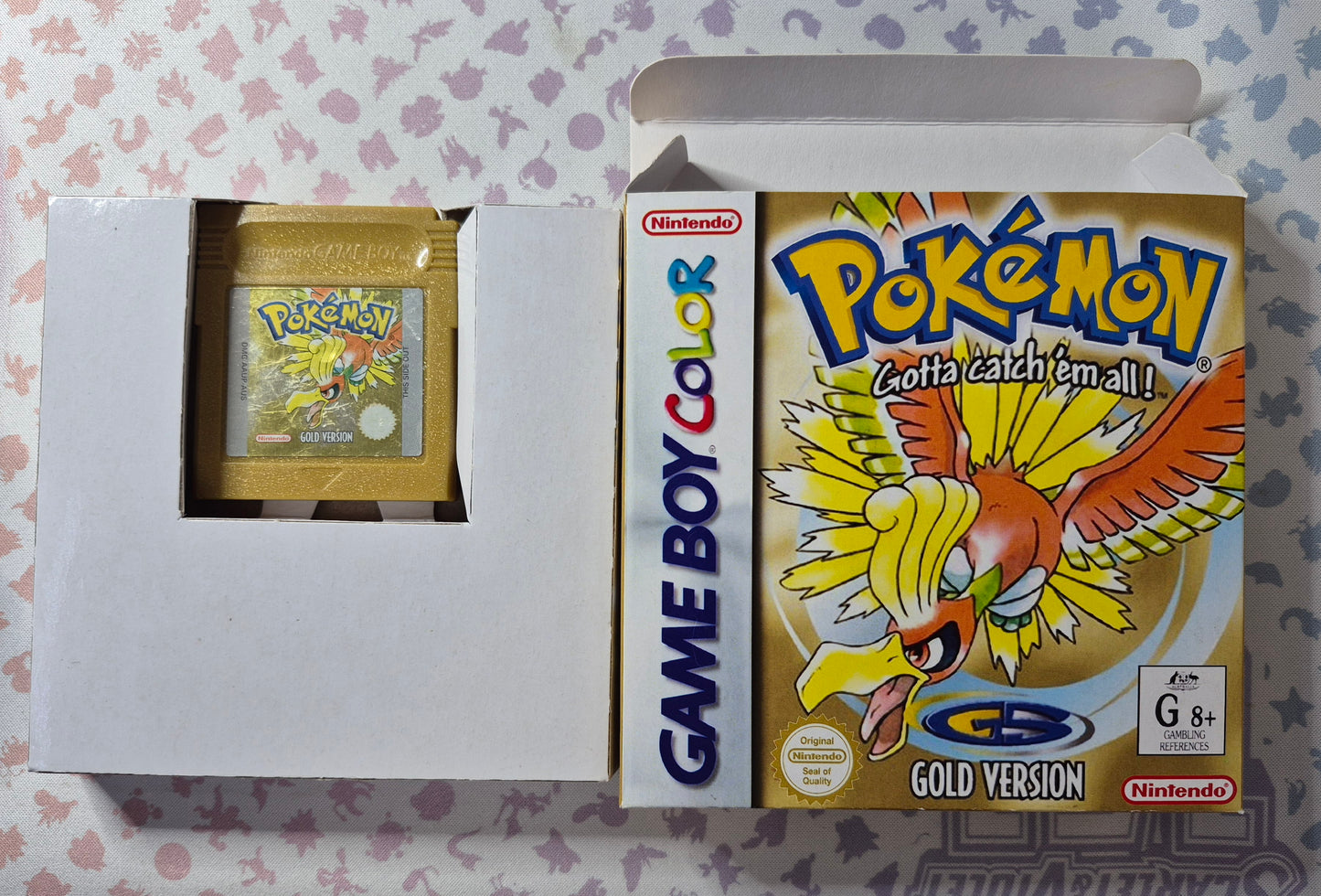 Pokémon Gameboy Gold Version (AUS)New Save Battery- Inc.Reproduction Box .