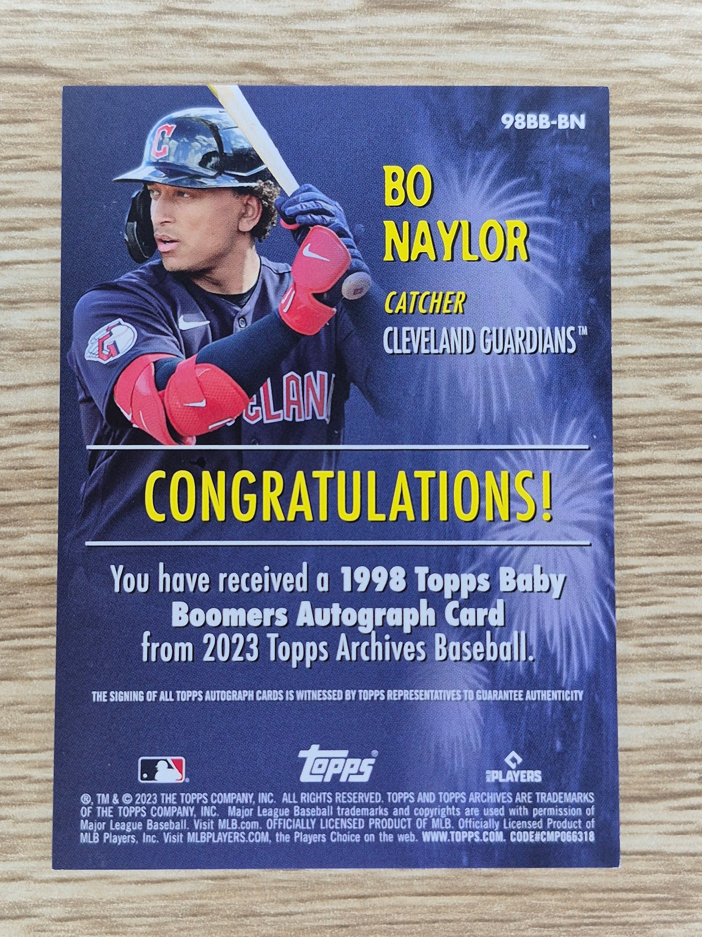 2023 Topps Archives Baseball 98BB-BN Bo Naylor Baby Boomer On Card Auto