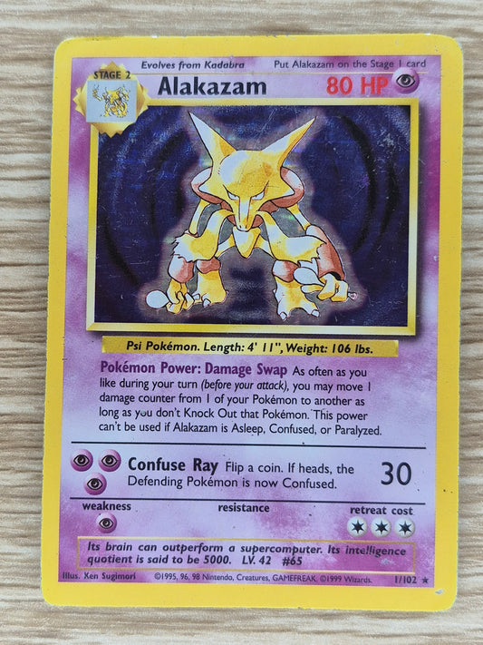 1999 Pokemon 1/102 Alakazam Holo HP