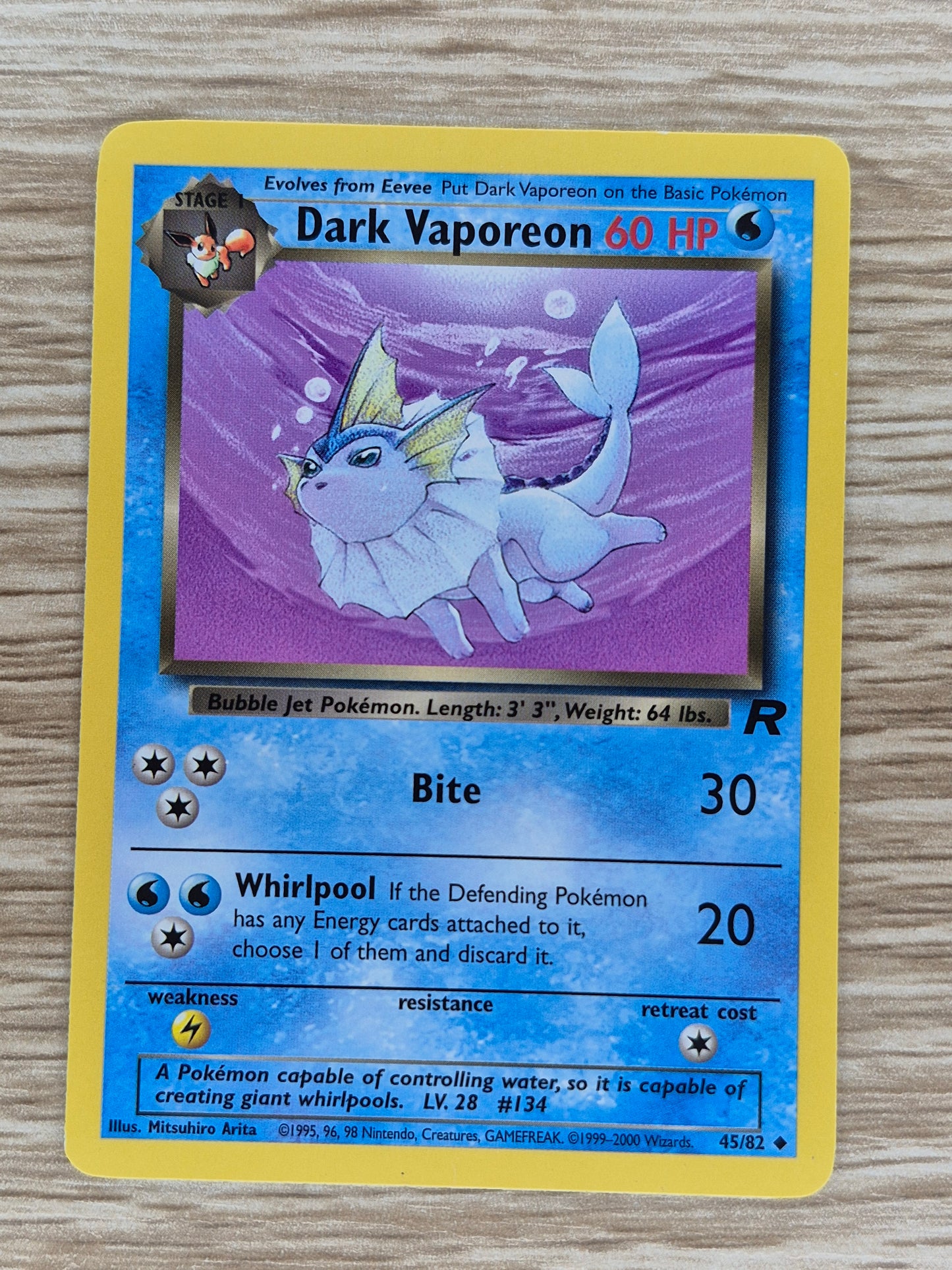 Dark Vaporeon - 45/82 Rocket Set Uncommon - Pokemon Card - LP-