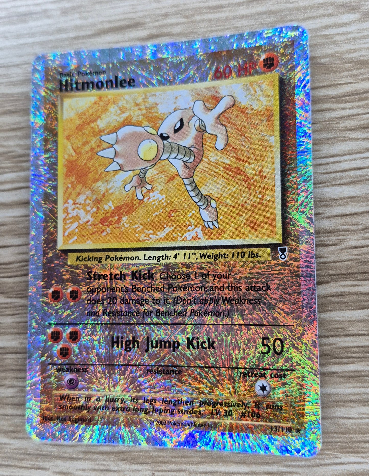 2002 Pokémon Legendary Collection 13/110 Hitmonlee Reverse Holo (print line)NM