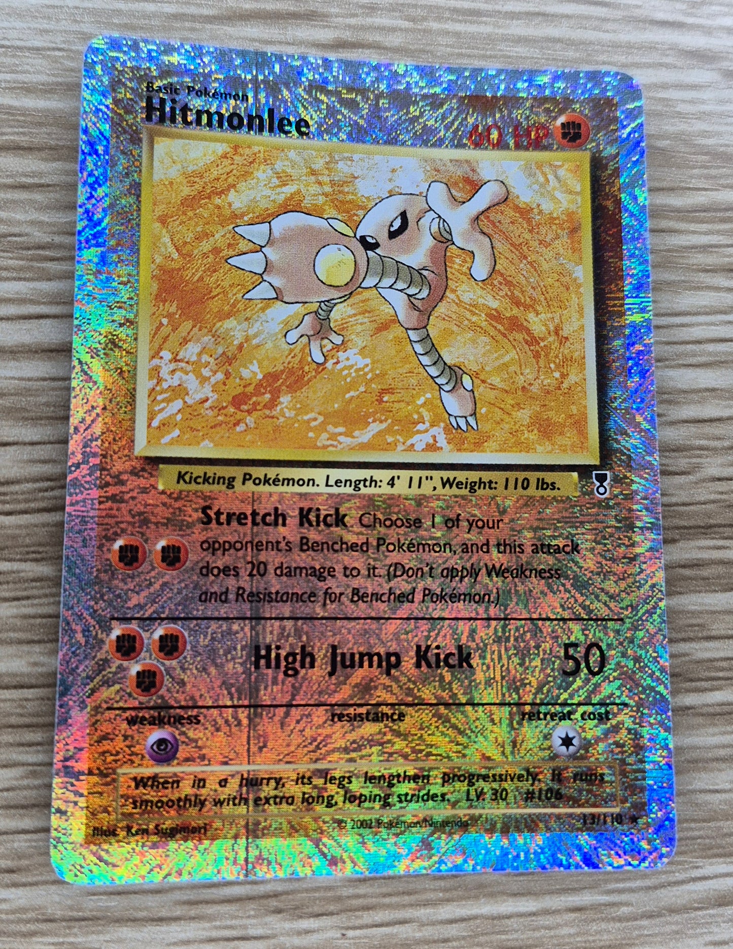 2002 Pokémon Legendary Collection 13/110 Hitmonlee Reverse Holo (print line)NM