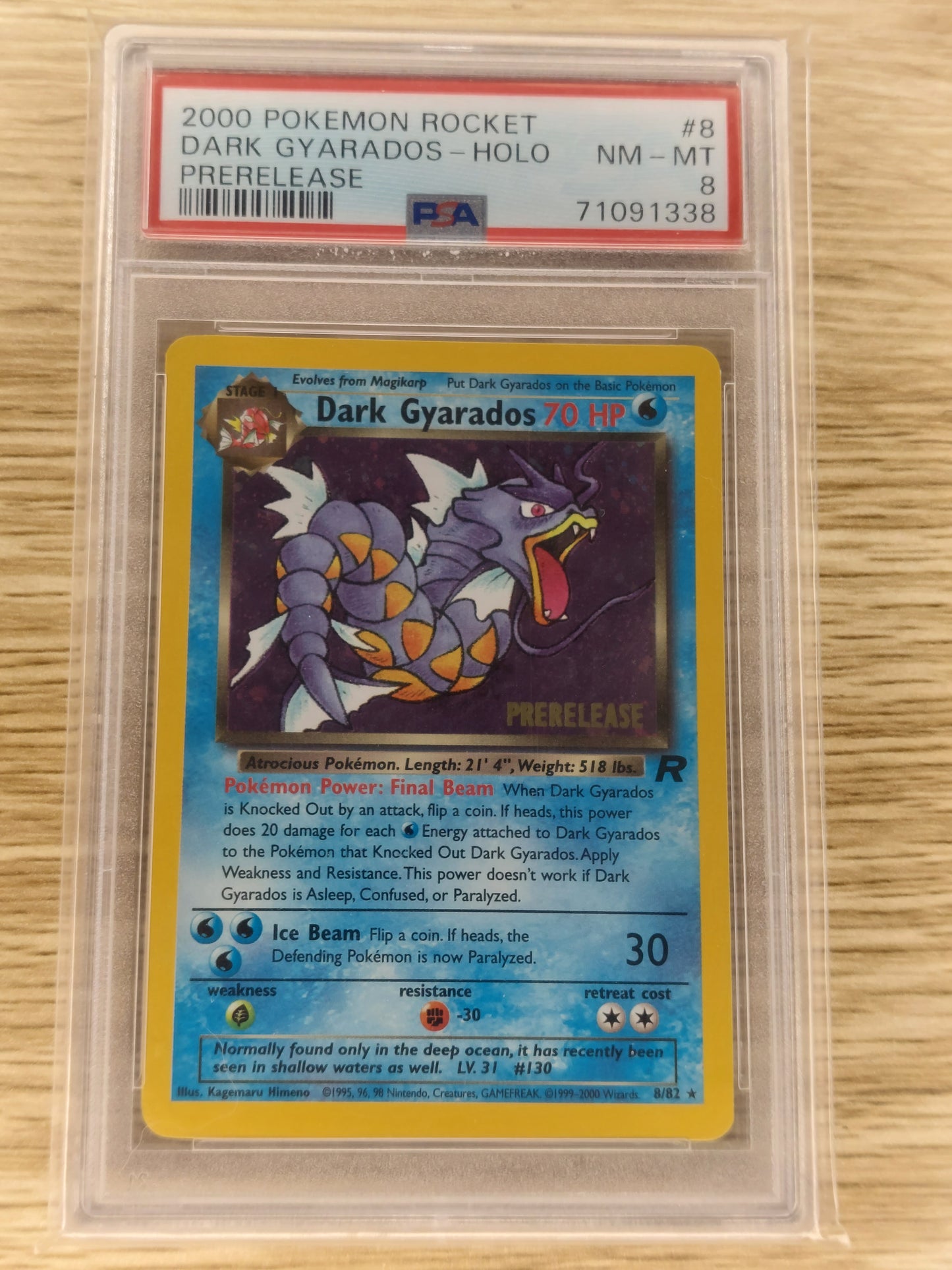 Pokemon 2000 Dark Gyarados Holo PRERELEASE 8/82 PSA 8