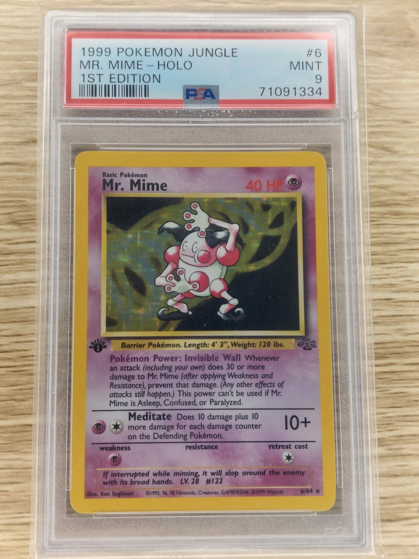 Pokemon 1999 Mr. Mime Holo 1st Edition Jungle 6/64