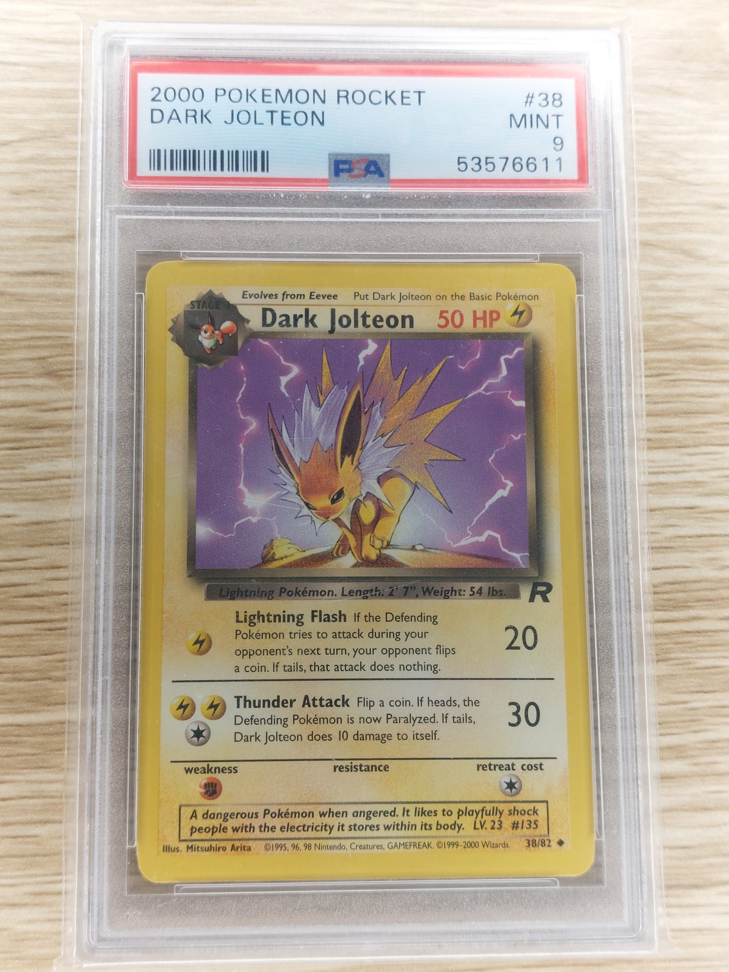 Pokemon 1999 Dark Jolteon Non-Holo 38/82 PSA 9