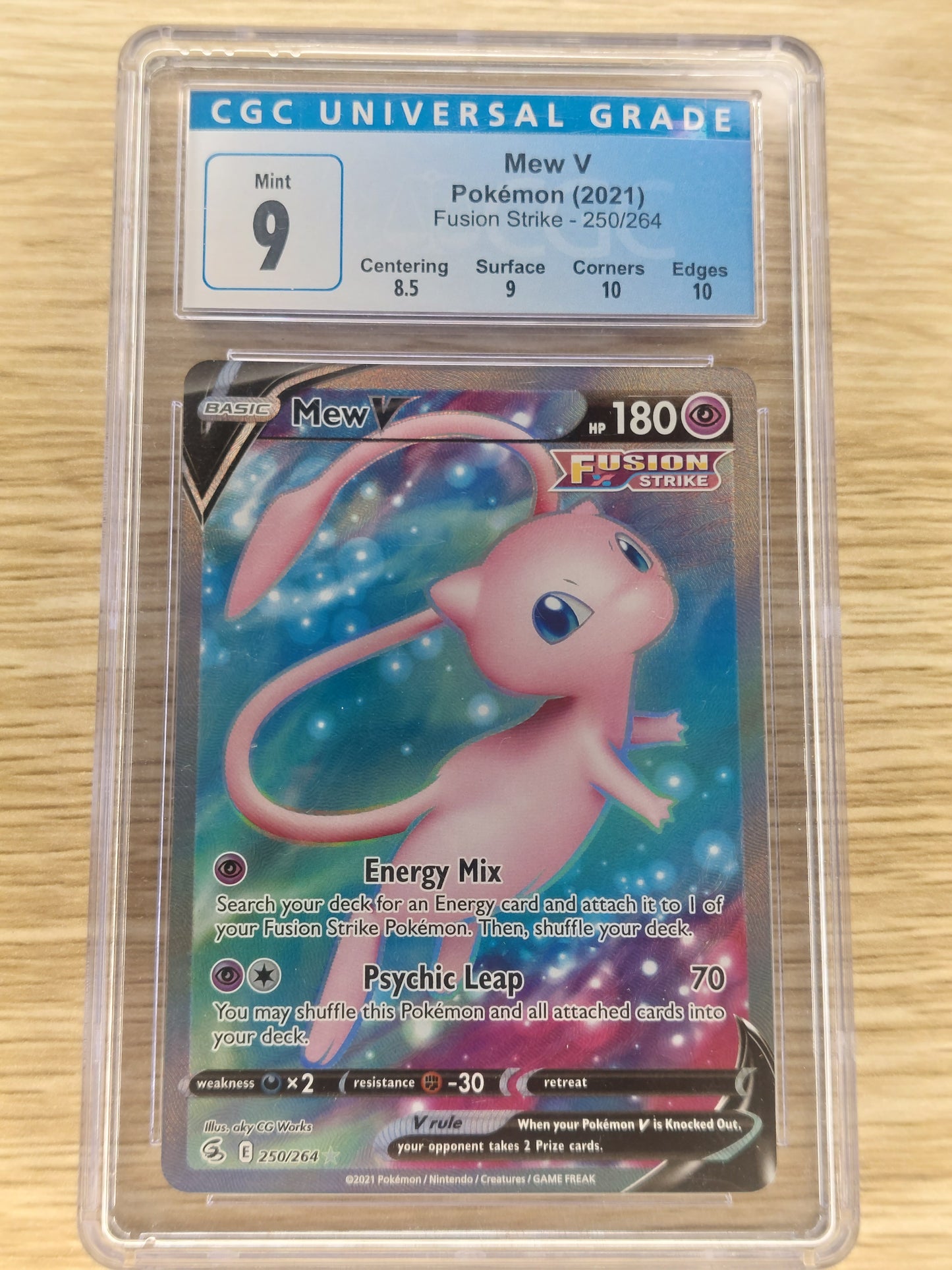 Pokemon 2021 Mew V Full Art Fusion Strike 250/164 CGC 9