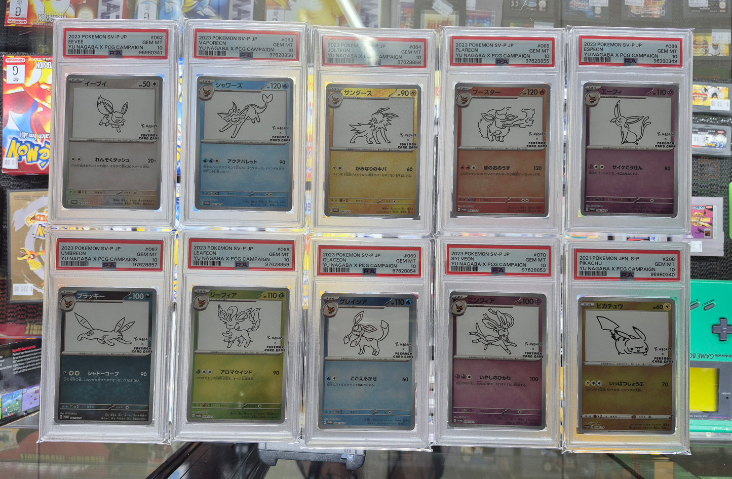 2023 Japanese Pokemon SV-P YU NAGABA SET #062-#070 + Pikachu #208 All  PSA 10