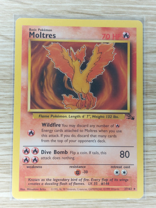 Pokemon 1999 Moltres Non-Holo Fossil 27/62