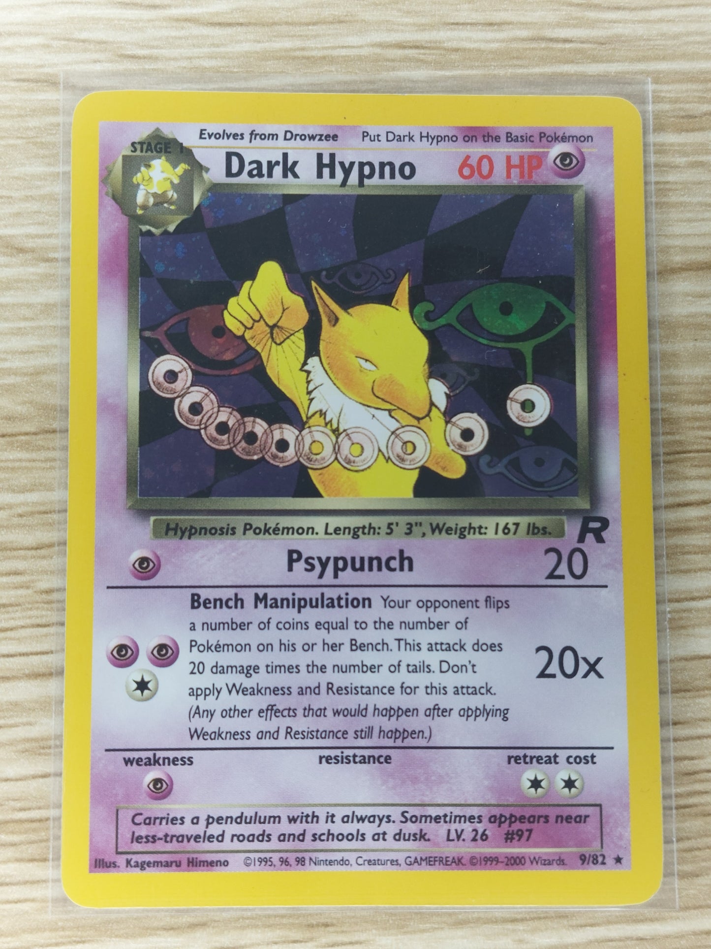 Pokemon 1999 Dark Hypno Holo Team Rocket 9/82