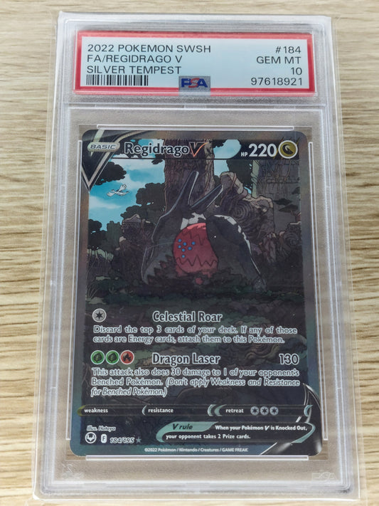 Pokemon 2022 Regidrago V Alternate Art Silver Tempest 184/195 PSA 10