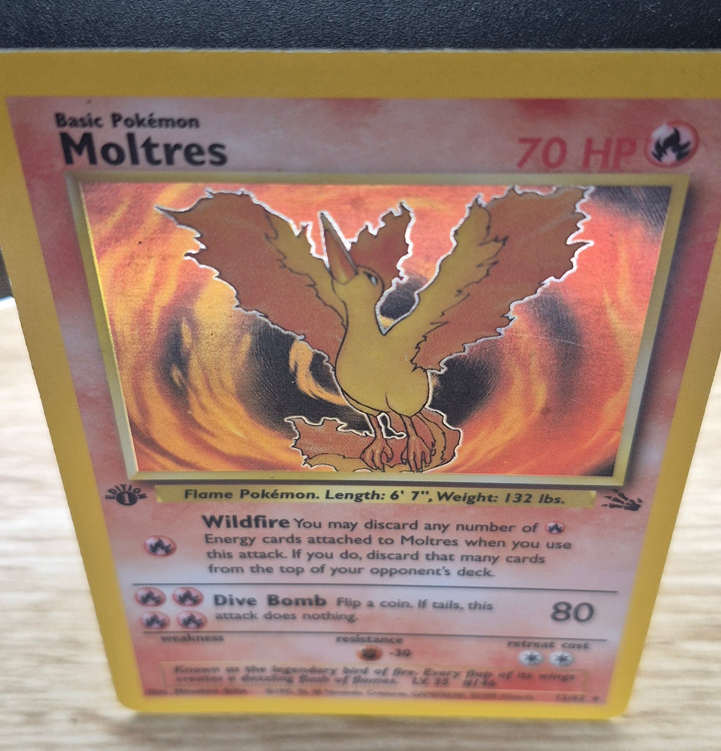 1999 Pokémon Fossil 12/62 Moltres Holo 1st Edition MP/LP