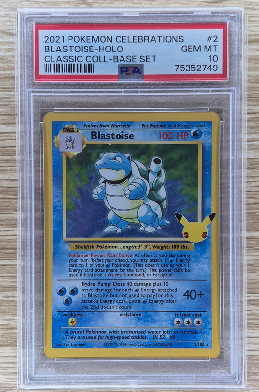 2021 Pokémon Celebrations 2/102 Blastoise Holo Classic Collection PSA 10