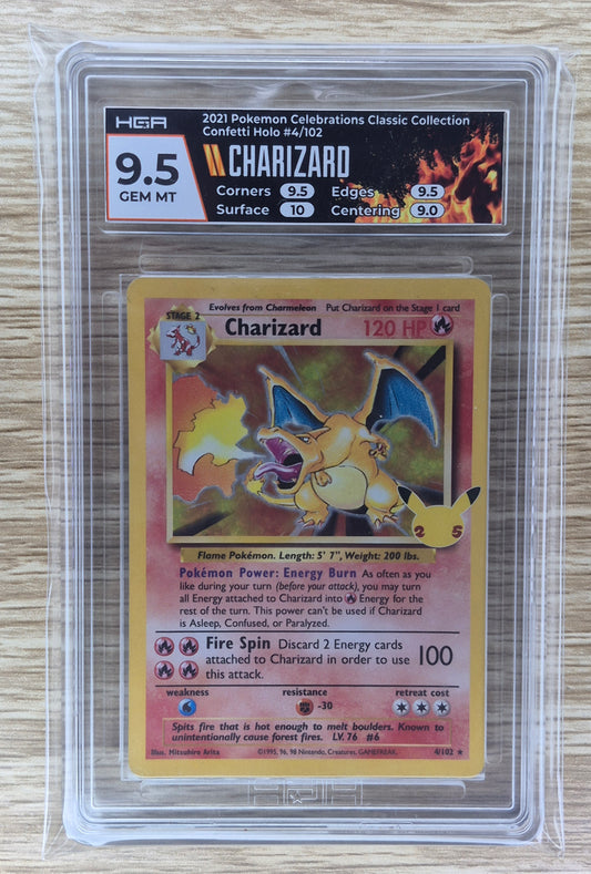 2021 Pokémon Celebrations 4/102 Charizard Confetti Holo HGA 9.5 GEM MT