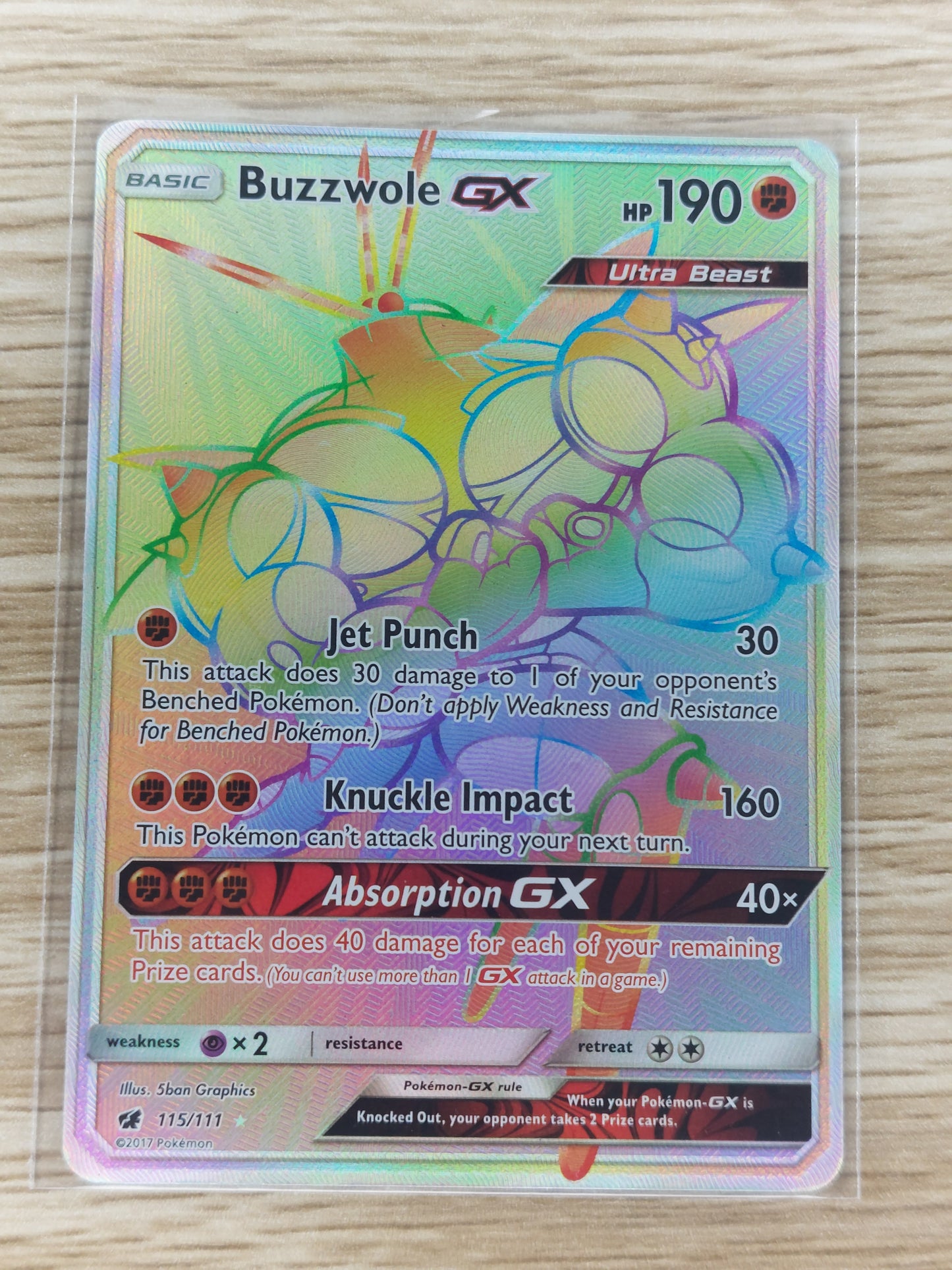 Pokemon 2017 Buzzwole GX Secret Rare Crimson Invasion 115/111