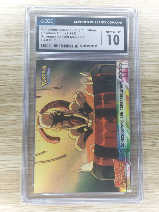 Pokemon 1999 Movie Topps Consciousness and Congratulations CGC 10
