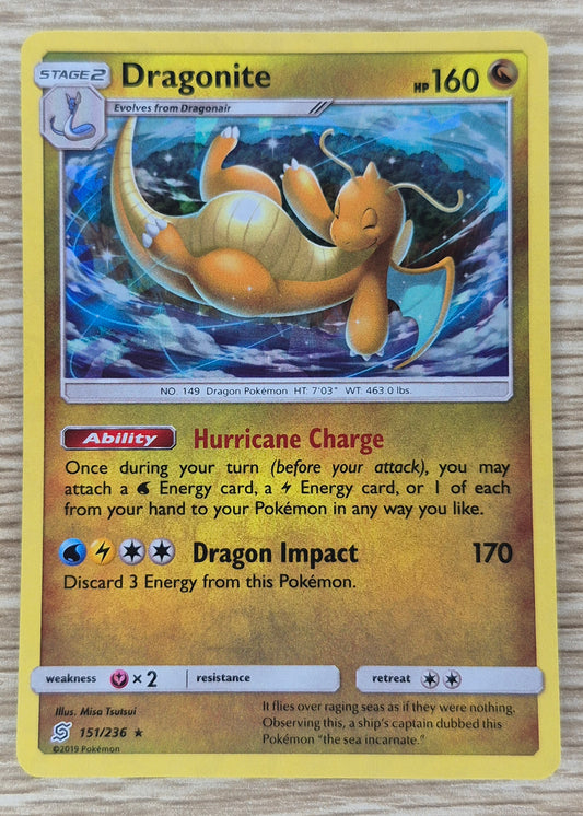 2019 Pokémon S&M Unified Minds 151/236 Dragonite Cracked Ice Holo Promo