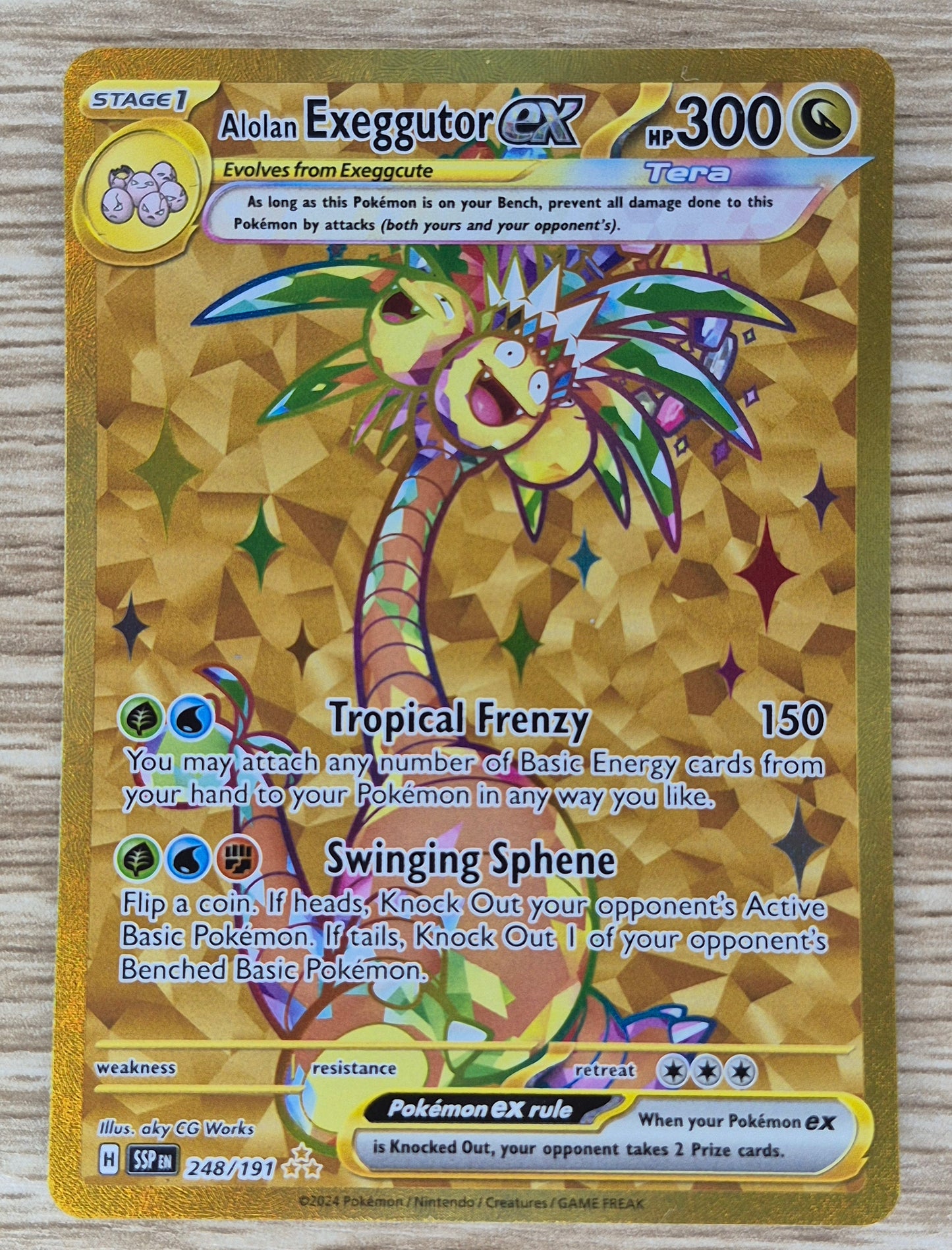 2024 Pokémon Surging Sparks 248/191 Alolan Exeggutor EX Gold Hyper Rare Nr Mt
