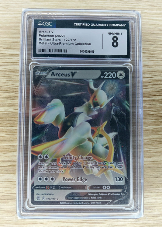 Pokemon 2022 Arceus V Metal Promo Card UPC 122/172 CGC 8