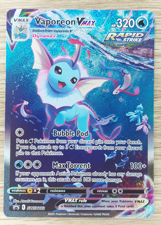 Pokemon 2021 Vaporeon VMAX Alternate Art Premium Collection SWSH182