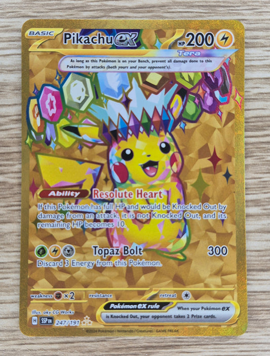 Pikachu EX 247/191 - Gold Full Art Hyper Rare Surging Sparks Pokemon  NM