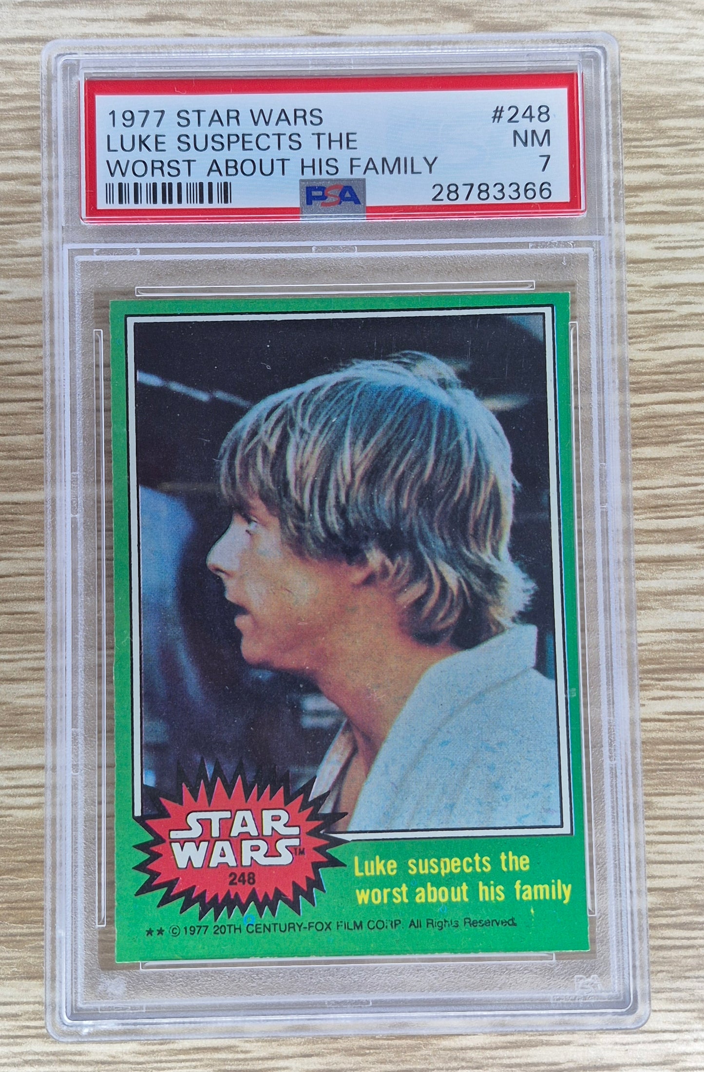 1977 Star Wars Luke Suspects the worst about his family #248 PSA 7