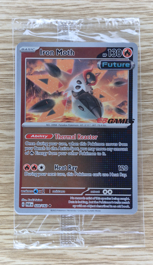 Iron Moth 028/182. Pokemon Paradox Rift EB GAMES Stamp. Sealed Promo AUS/NZ ONLY