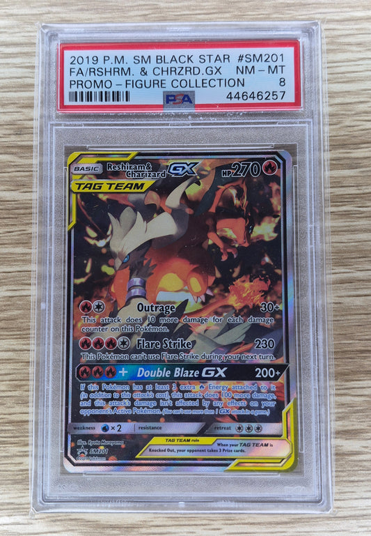 2019 Pokémon Reshiram & Charizard SM201 Black Star Promo PSA 8