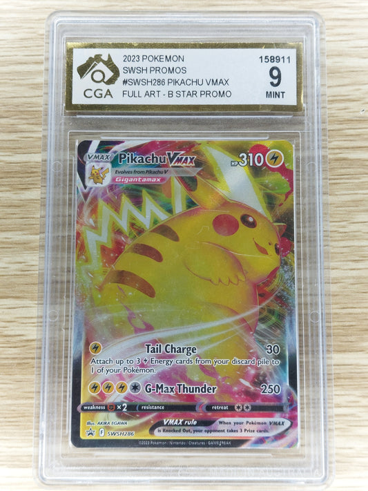 Pokemon 2023 Pikachu Vmax Black Star Promo SWSH286 CGA 9