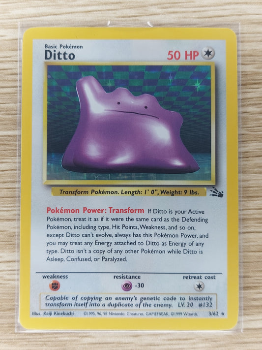 Pokemon 1999 Ditto Holo Rare Fossil 3/62