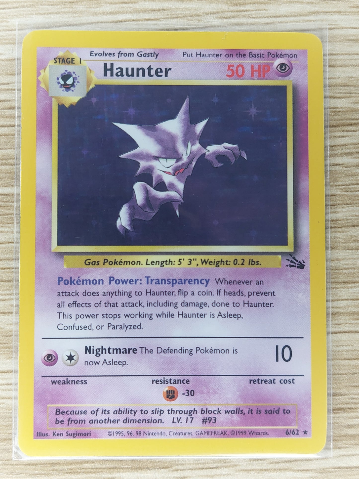 Pokemon 1999 Haunter Holo Rare Fossil 6/62