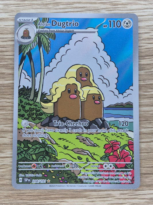 Pokemon TCG Alolan Dugtrio  208/191 Illustration Rare Surging Sparks