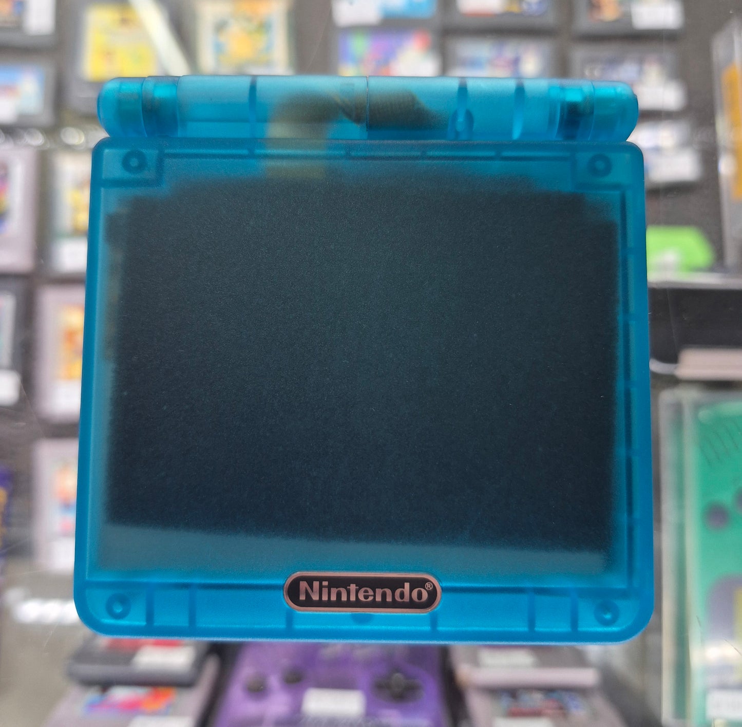 Original Nintendo Gameboy Advance SP New Backlit Screen,SEE Through(GITD) Blue Case,NEW Battery, Tested Inc.charger.