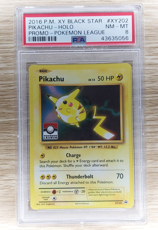 Pokemon 2016 Pikachu XY202 Black Star Promo PSA 8